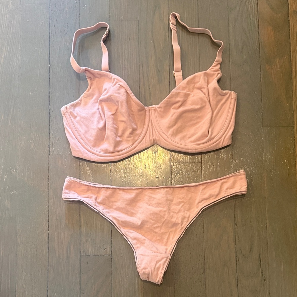 Women's Blush Pink Underwire Bra & Bikini Set